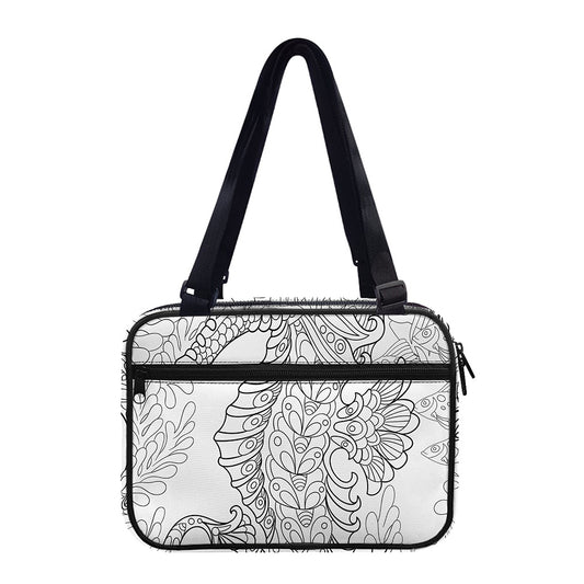 Black And White Seahorse Print Double Strap Bible Bag