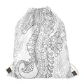 Black And White Seahorse Print Drawstring Bag