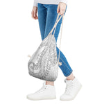 Black And White Seahorse Print Drawstring Bag
