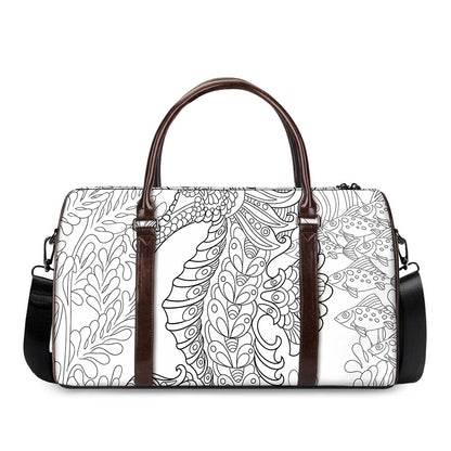 Black And White Seahorse Print Duffle Bag