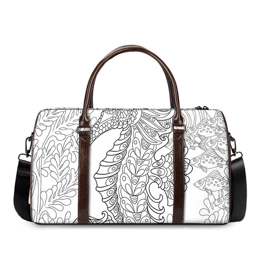 Black And White Seahorse Print Duffle Bag