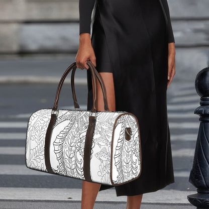 Black And White Seahorse Print Duffle Bag