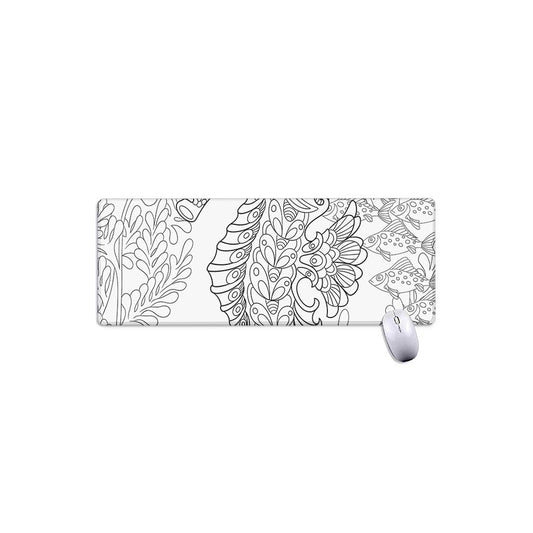 Black And White Seahorse Print Extended Mouse Pad