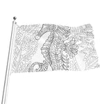 Black And White Seahorse Print Flag