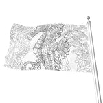 Black And White Seahorse Print Flag