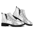 Black And White Seahorse Print Flat Ankle Boots