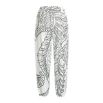 Black And White Seahorse Print Fleece Lined Knit Pants
