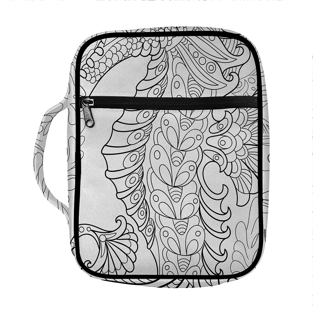 Black And White Seahorse Print Front Pocket Bible Bag