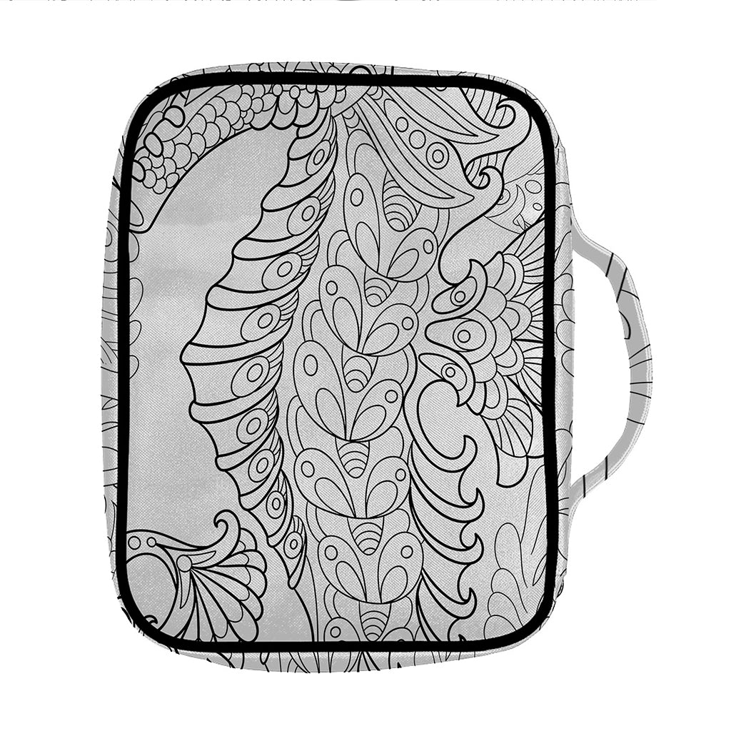Black And White Seahorse Print Front Pocket Bible Bag
