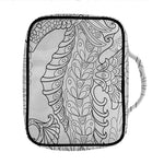Black And White Seahorse Print Front Pocket Bible Bag