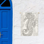 Black And White Seahorse Print Garden Flag