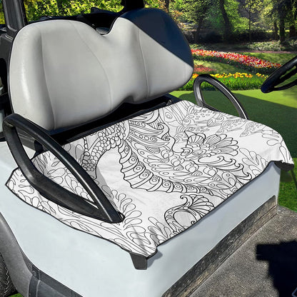 Black And White Seahorse Print Golf Cart Seat Cover