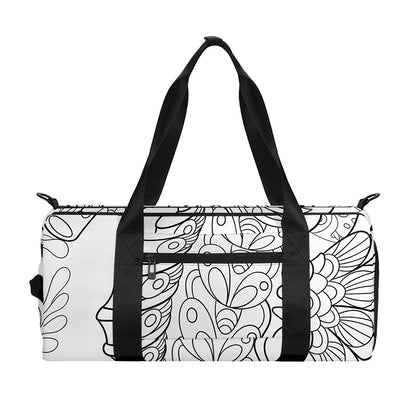 Black And White Seahorse Print Gym Bag
