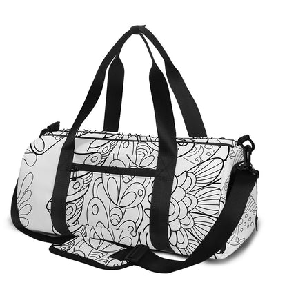 Black And White Seahorse Print Gym Bag