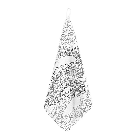 Black And White Seahorse Print Hand Towel