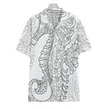 Black And White Seahorse Print Hawaiian Shirt