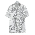 Black And White Seahorse Print Hawaiian Shirt