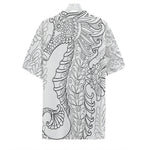 Black And White Seahorse Print Hawaiian Shirt