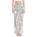 Black And White Seahorse Print High Slit Maxi Skirt
