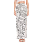 Black And White Seahorse Print High Slit Maxi Skirt