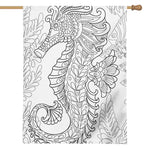 Black And White Seahorse Print House Flag