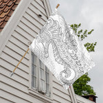 Black And White Seahorse Print House Flag