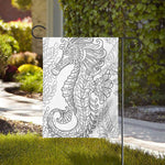 Black And White Seahorse Print House Flag