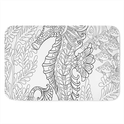 Black And White Seahorse Print Indoor Door Mat