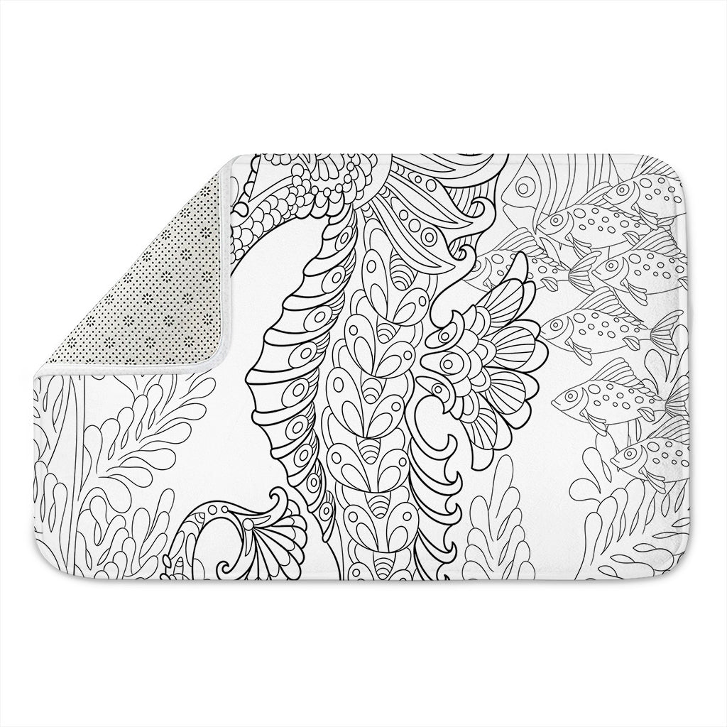 Black And White Seahorse Print Indoor Door Mat