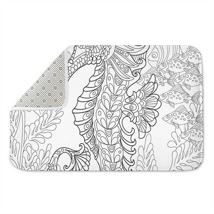 Black And White Seahorse Print Indoor Door Mat