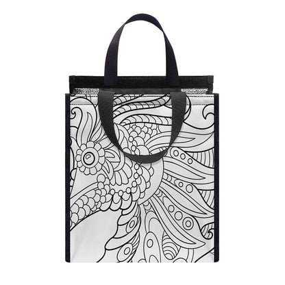 Black And White Seahorse Print Insulated Lunch Tote