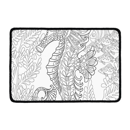 Black And White Seahorse Print Kitchen Mat