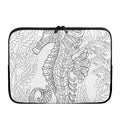 Black And White Seahorse Print Laptop Sleeve