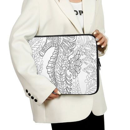 Black And White Seahorse Print Laptop Sleeve