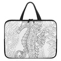 Black And White Seahorse Print Laptop Sleeve With Handle