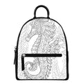 Black And White Seahorse Print Leather Backpack