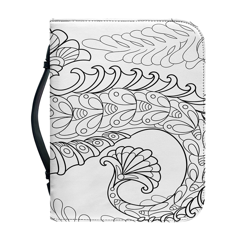 Black And White Seahorse Print Leather Bible Cover