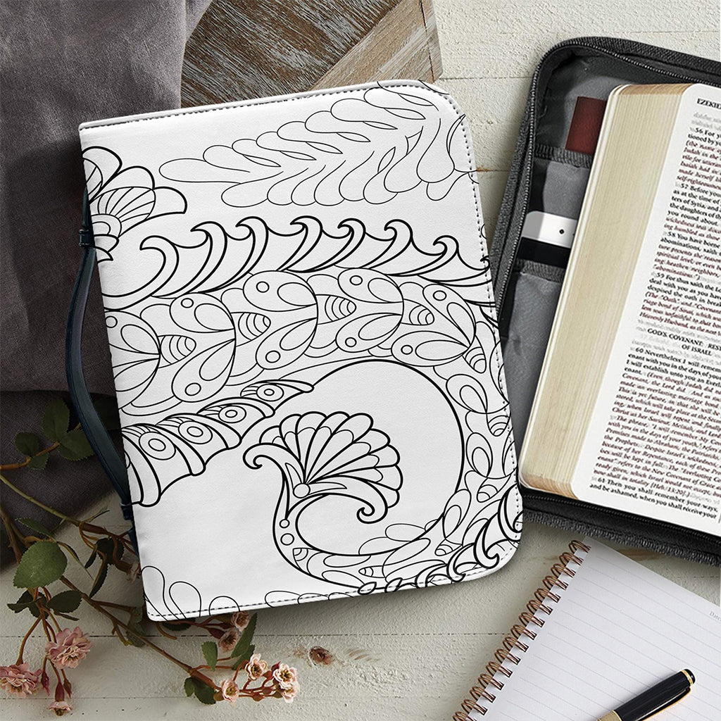 Black And White Seahorse Print Leather Bible Cover