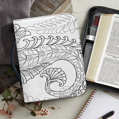 Black And White Seahorse Print Leather Bible Cover