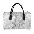 Black And White Seahorse Print Leather Duffel Bag