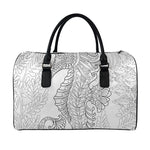 Black And White Seahorse Print Leather Duffle Bag