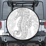 Black And White Seahorse Print Leather Spare Tire Cover