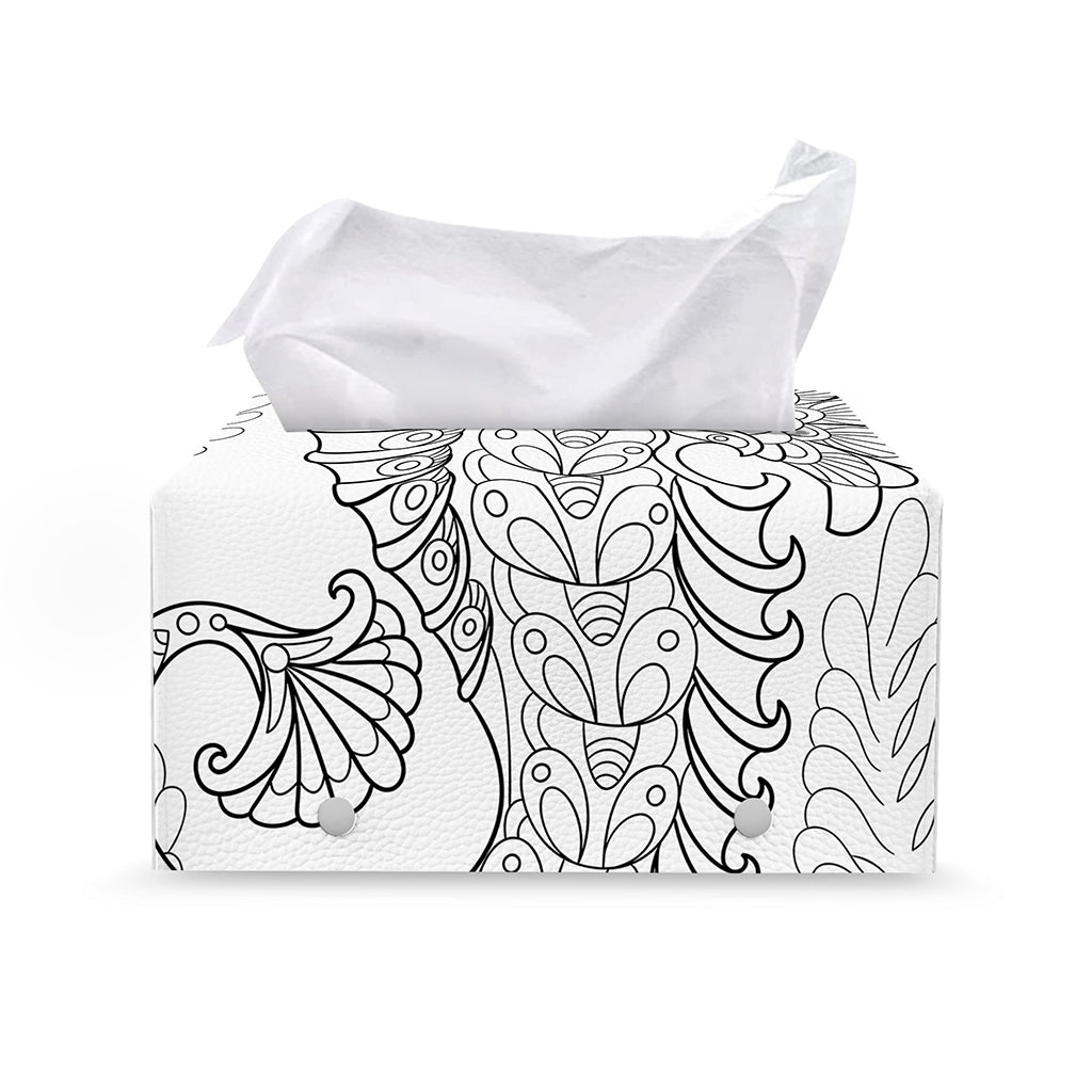 Black And White Seahorse Print Leather Tissue Box Cover