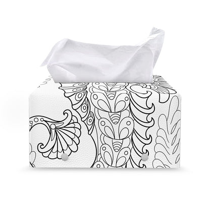 Black And White Seahorse Print Leather Tissue Box Cover