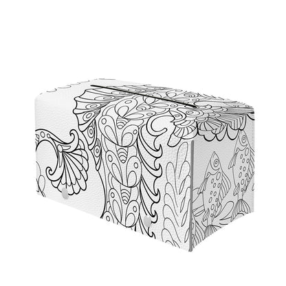 Black And White Seahorse Print Leather Tissue Box Cover