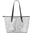 Black And White Seahorse Print Leather Tote Bag With Zipper