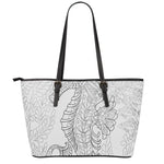 Black And White Seahorse Print Leather Tote Bag
