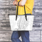 Black And White Seahorse Print Leather Tote Bag