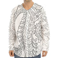 Black And White Seahorse Print Long Sleeve Baseball Jersey