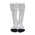 Black And White Seahorse Print Long Socks